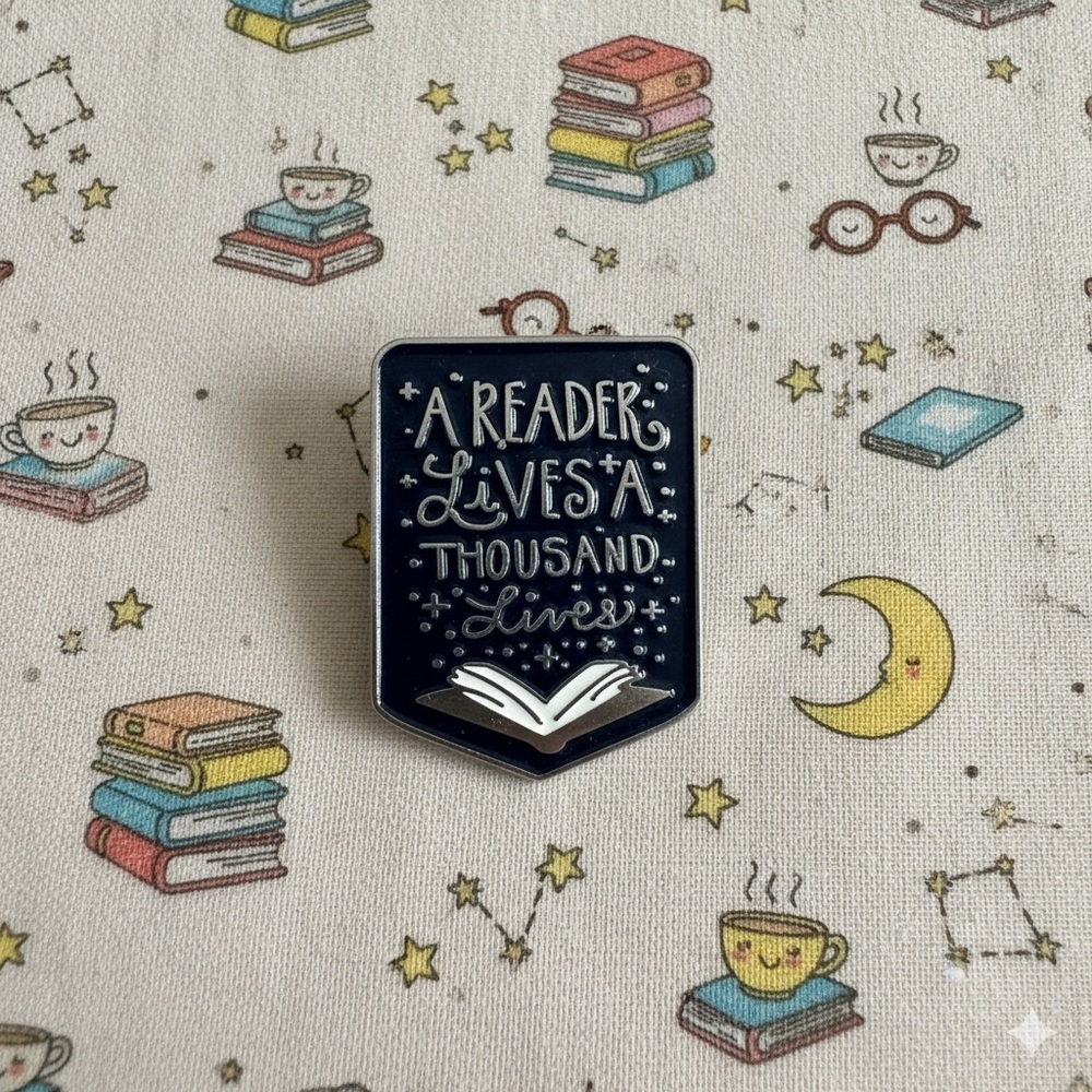 Reader Navy Blue Enamel Pin - A Reader Lives a Thousand Lives 📖